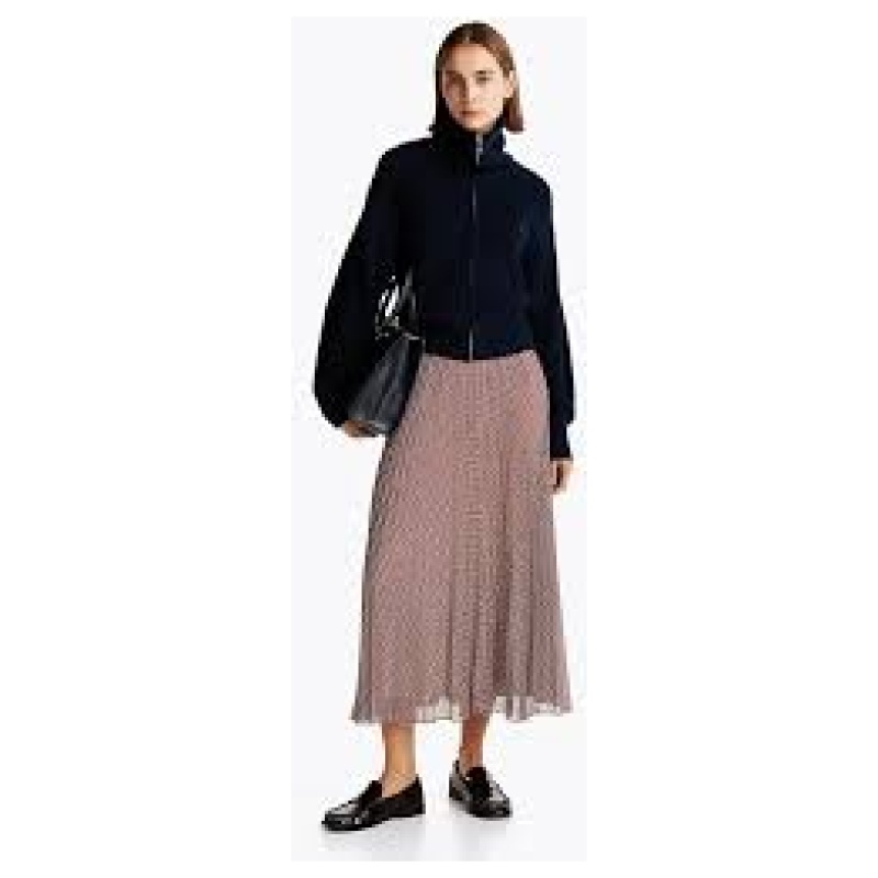 TOMMY HILFIGER Ruffle sunray pleated long skirt